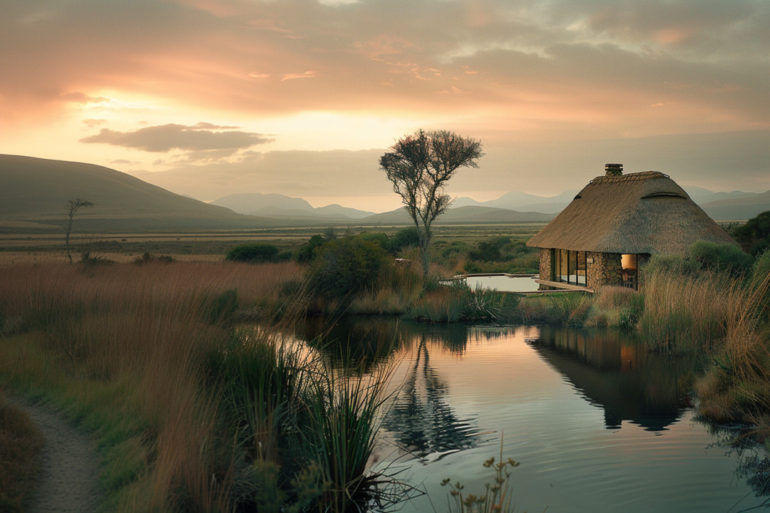 serene house by the lake